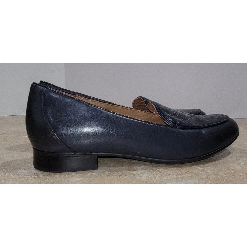 Clarks Un Blush Ease Snake Print Grey Leather Loafer Flats Women's US 8.5 N